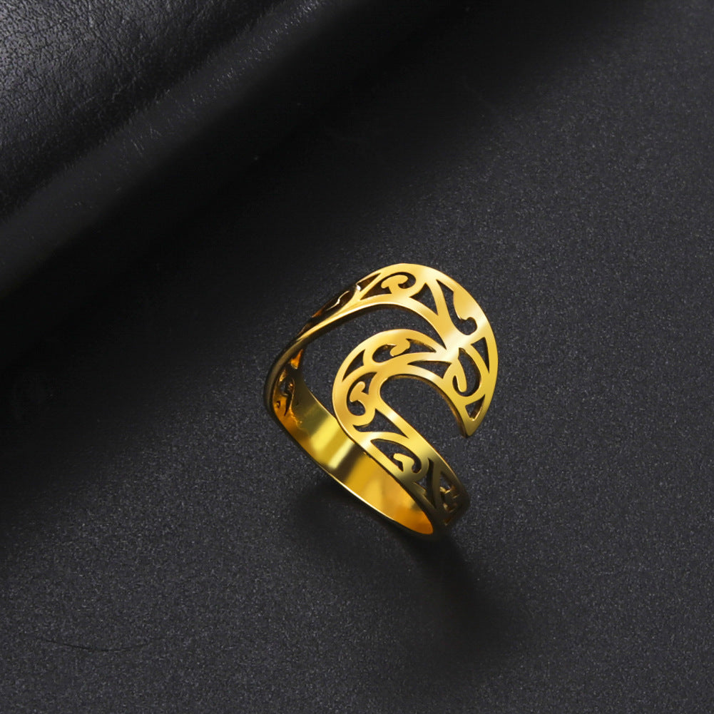 Pattern Wave Head Men's Ring Ornament