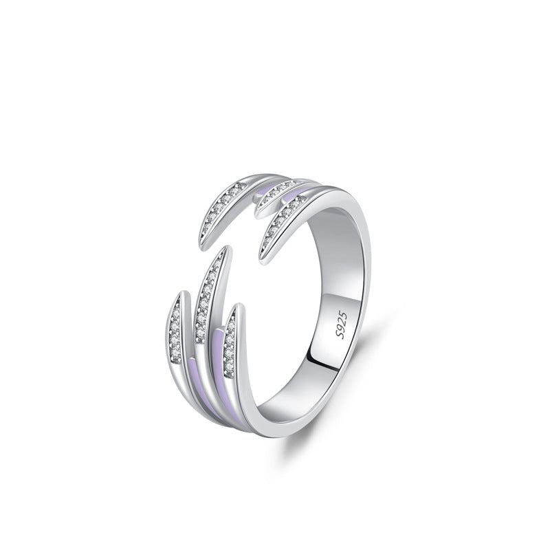 S925 Silver High-grade Enamel Open Ring Personalized Ins Style Stackable