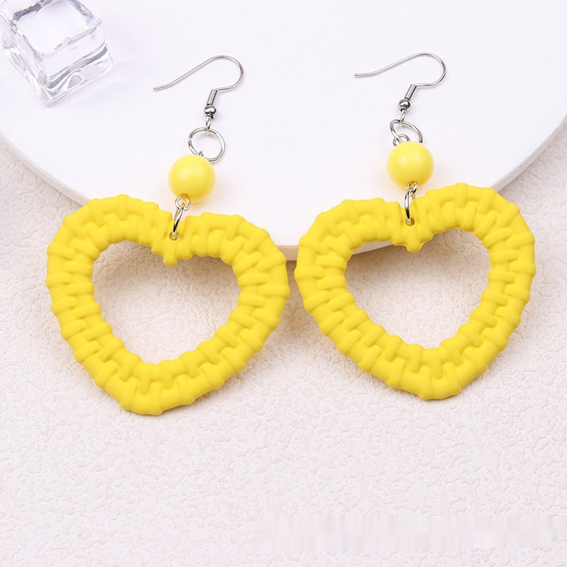 Candy-colored Earrings Hollow-out Woven Love Acrylic Earrings