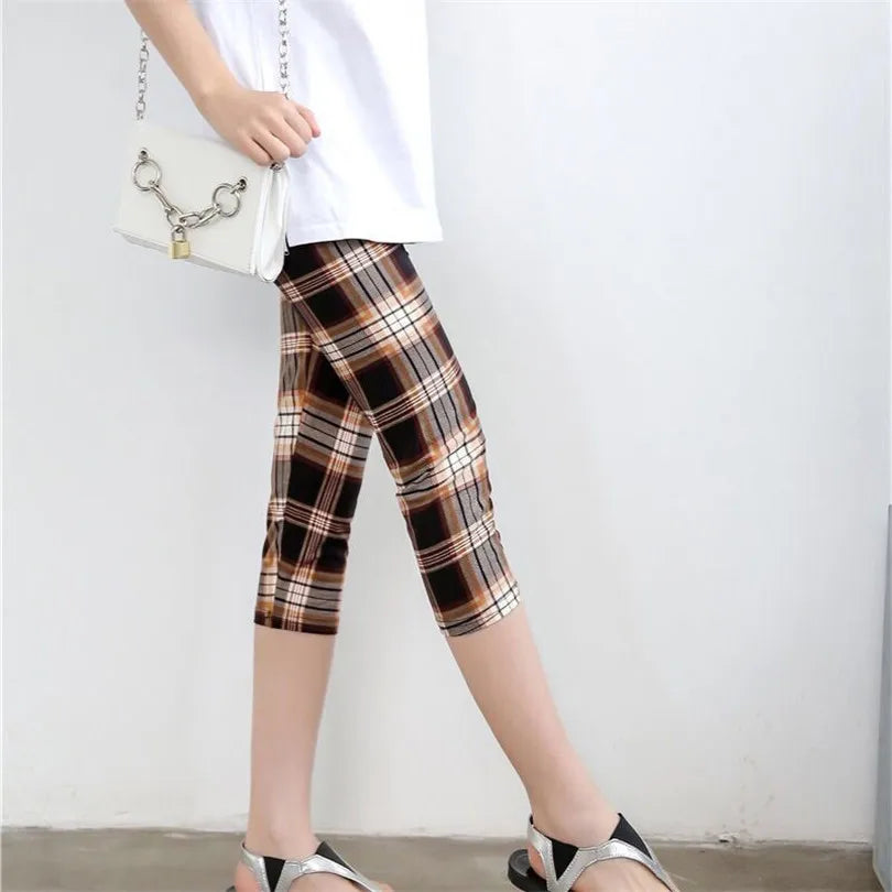 CUHAKCI Elastic Capri Fitness Leggins Workout Women Leggings Summer Balck Jegging High Waist Mujer Solid