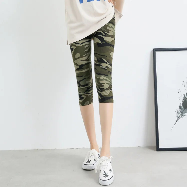 CUHAKCI Elastic Capri Fitness Leggins Workout Women Leggings Summer Balck Jegging High Waist Mujer Solid