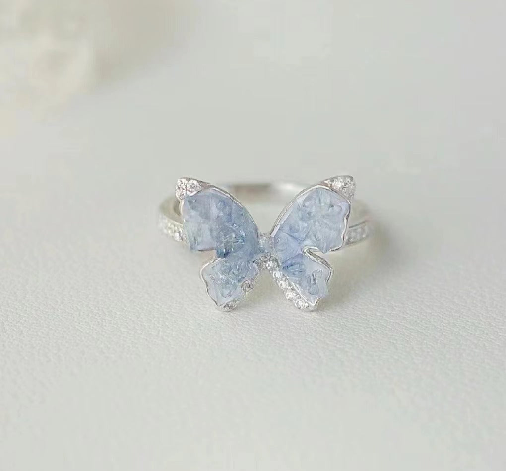 Gradient Blue Zircon Butterfly Ring