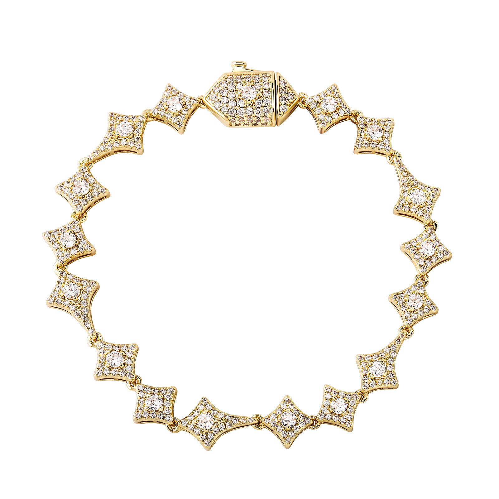 Micro Inlaid Zircon Double Hanging Four-angle Star Spring Fastener Bracelet