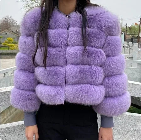 Faux Fox Fur Coat Women Winter Long Sleeve Luxury Raccoon Fur Jackets Thick Top Female Furry Coat Fluffy Synthetic Top Outwear