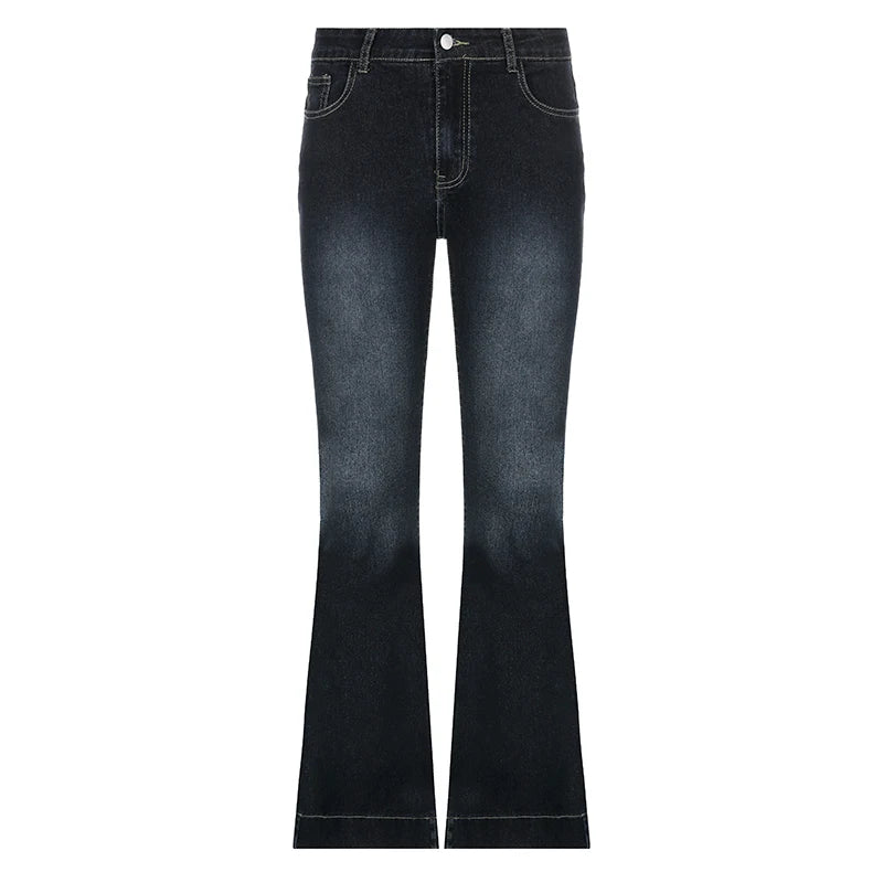 CIBBAR y2k Flare Jeans Casual Low Rise Cute Trousers Aesthetic Streetwear Vintage Cargo Pants Women Korean Distressed Mom Jeans
