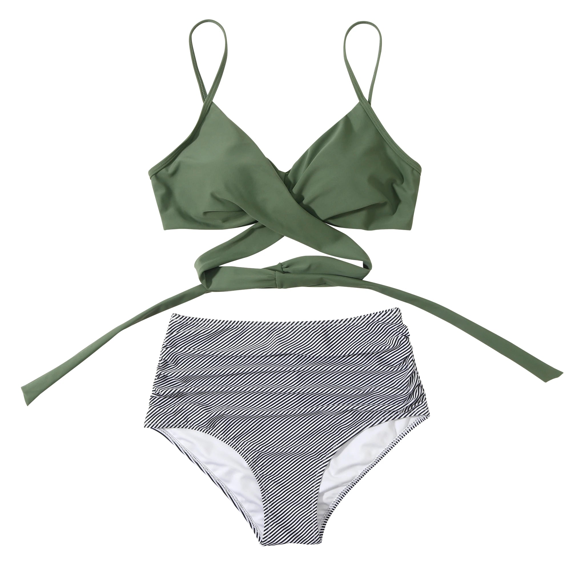 High Waist Sexy Bikini Set Biquini Swimwear Women Two Pieces Swimsuit Floral Beachwear V-Neck Bathing Suits Female