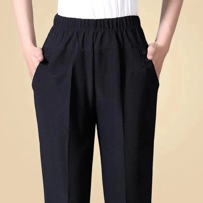 Plus size 8XL Autumn Women Trousers Oversize Elastic High Waist Loose Casual Pants Middle-aged Female Winter Warm Stretch Pants
