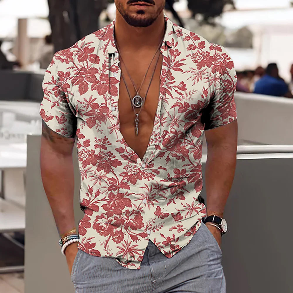 Coconut Tree Shirts For Men 3d Printed Men's Hawaiian Shirt Beach 5xl Short Sleeve Fashion Tops Tee Shirt Man Blouse Camisa