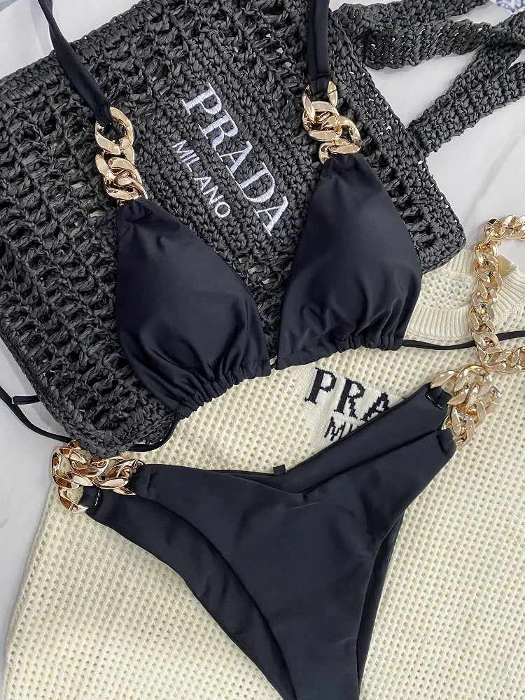 RUOTONGSEPT New Sexy Bikini Triangle Bathing Suit for Women Brazilian Bikini Set 2-piece Halter Swimwear Push-Up Swimsuit