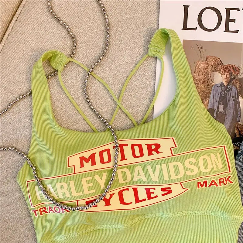 With Chest Pad Slim Vest Female Wearing Sweet Spicy Sexy Suspender Small Top Summer Dopamine Wear Sexy Camisole