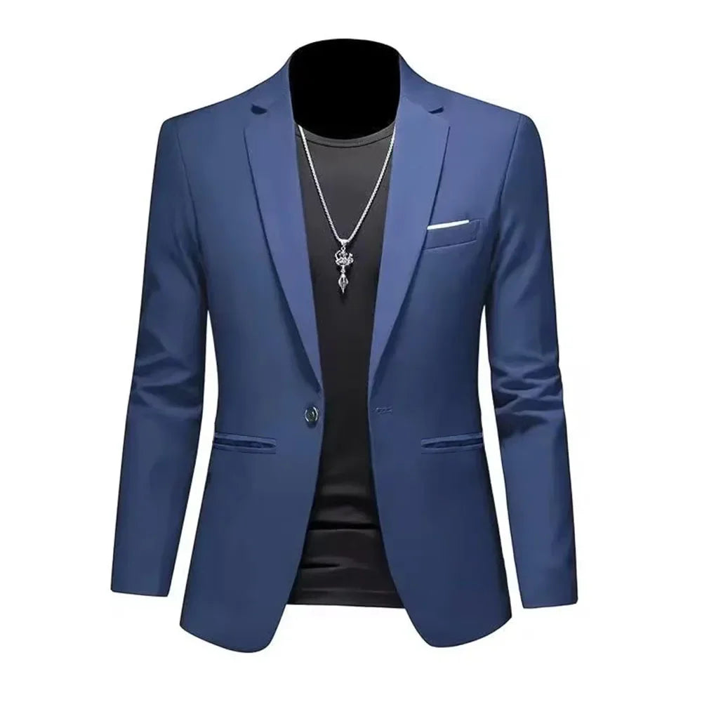 Men's Trendy Leisure Boutique Suit Jacket Autumn Casual Business Slim Fit Non-ironing Single Button Suit Solid Formal Blouse