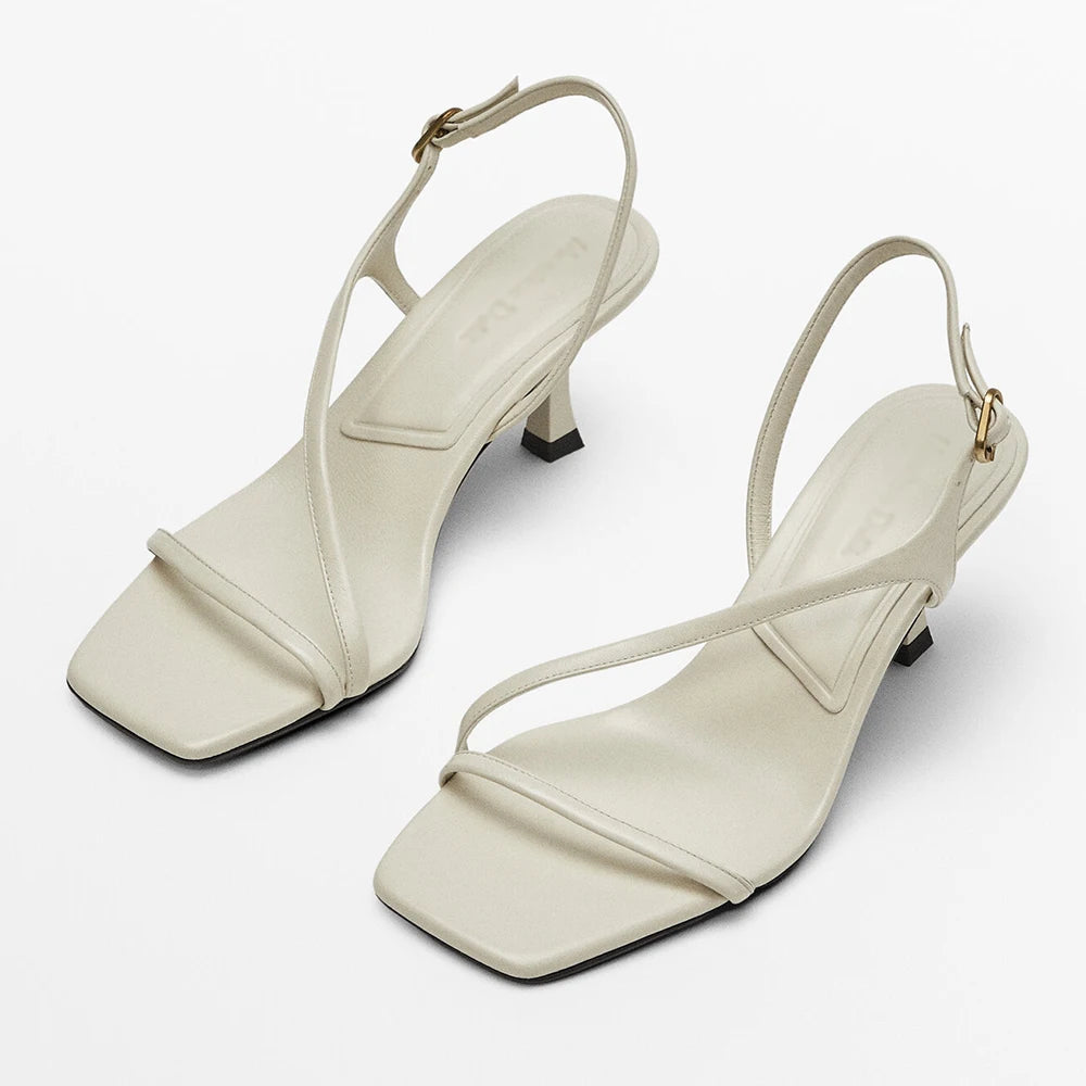 Spring Summer New Women's Shoes Side Band Design Feeling Fine High-heeled Genuine Leather Fashion Women Sandals