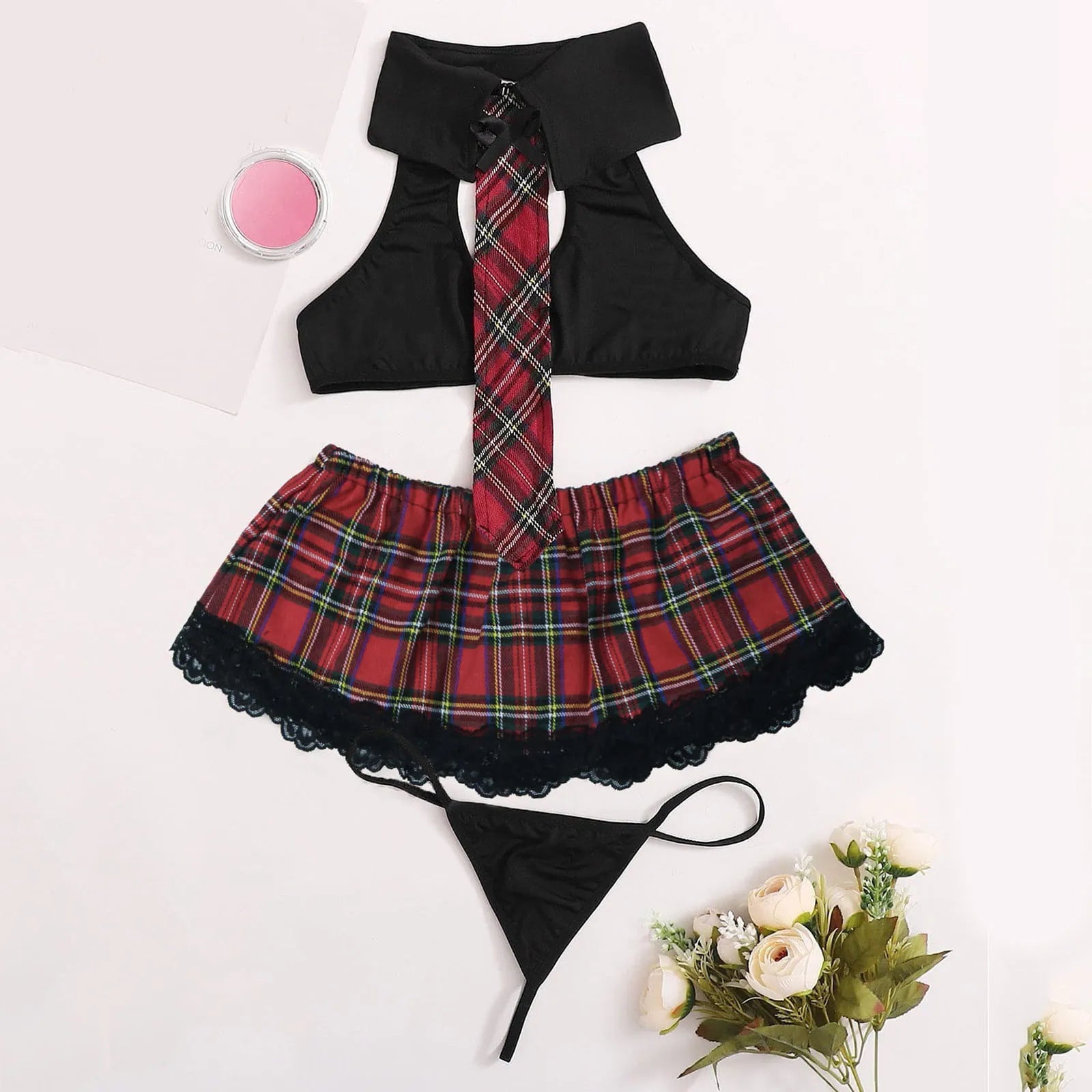 Womens Costume Sexy Lingerie For Fine Women Sexy Lingerie Set Cosplay Top And Plaid Skirt Outfit Outfits Club Party Lenceria