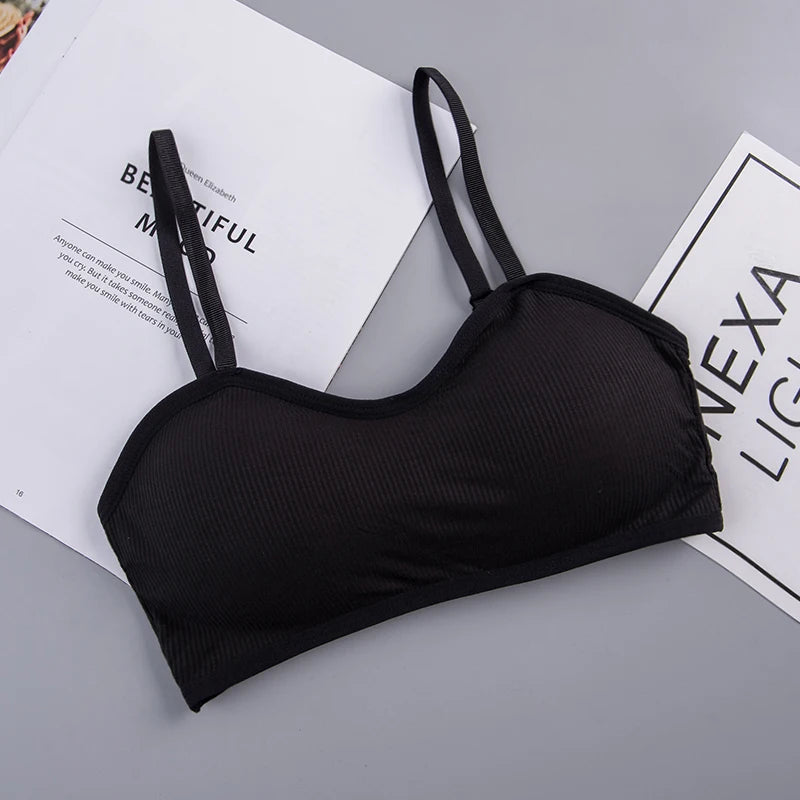 Women Rib Crop Tops Sexy Active Bras No Wire Push Up Bra Intimates Brassiere Underwear Female Solid Lingerie Wireless Bralette
