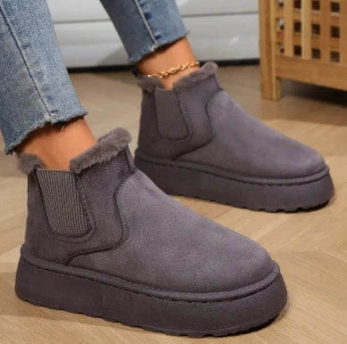 Winter Women Short Plush Warm Snow Boots Casual Shoes New Suede Fur Chelsea Ankle Boots Flats Platform Ladies Shoes Botas