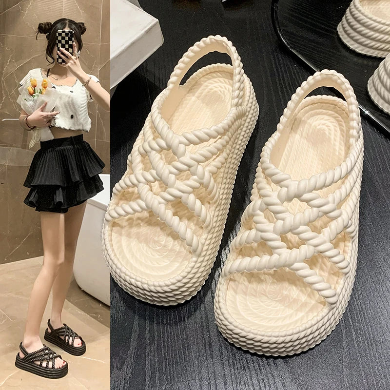 New Summer Fashion Comfortable and Wear-resistant Thick-soled Beach Casual Sandals for WomenTrendy Heel Sandals
