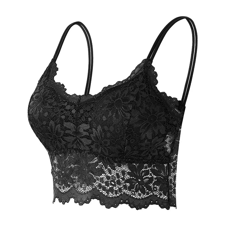 Women Sexy Lace Bras Top Comfortable Bralette Solid Color Underwear Female Hollow Out Wireless Breathable Lingerie Seamless Bra