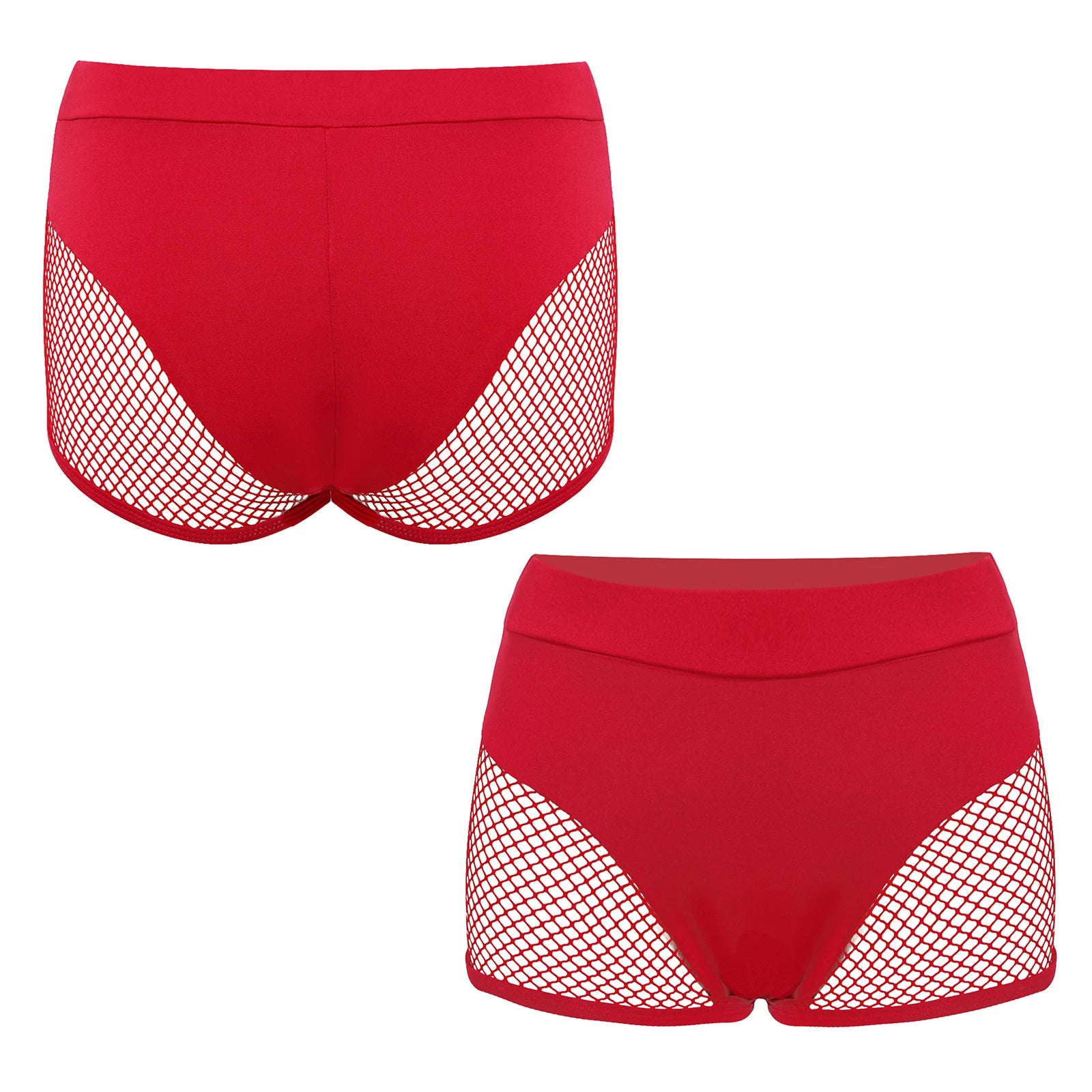 Womens Hollow Out Fishnet Booty Shorts Sexy Lingerie Mid Waist Stretchy Hot Pants for Sports Fitness Yoga Pole Dancing Swimming