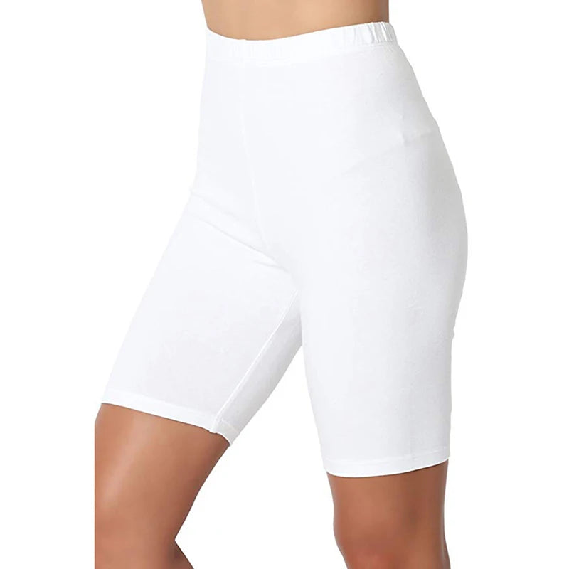 Women Elastic Shorts Casual High Waist Tight Fitness Slim Skinny Bottoms Summer Solid Sexy White Black Shorts