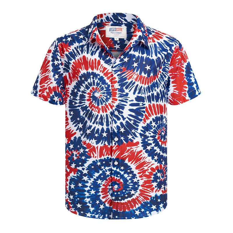 America Flag Graphic Shirts for Men Clothing 3D Printed Hawaiian Beach Shirts Short Sleeve y2k Tops Vintage Clothes Lapel Blouse