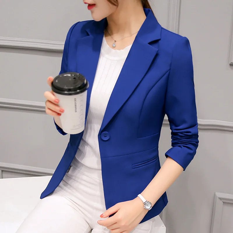 Women's Blazer Long Sleeve Blazers Pockets Jackets Coat Slim Office Lady Jacket Female Tops Suit Blazer Femme Jackets