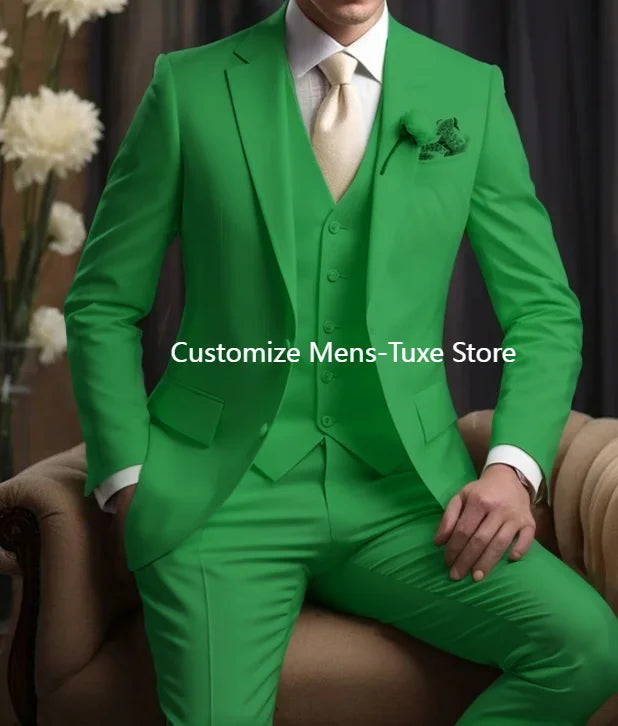 Elegant Wedding Men's Suits Blazer Slim Fit 3 Pcs Jacket Pants Vest Luxury Costume Homme Formal Party Male Clothing
