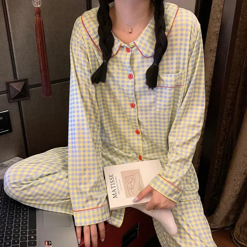 Women's Star Print Pajamas Set Long Sleeve Top And Long Pants Sleepwear 2 Piece Set For Women Autumn Casual Home Loose Pajamas