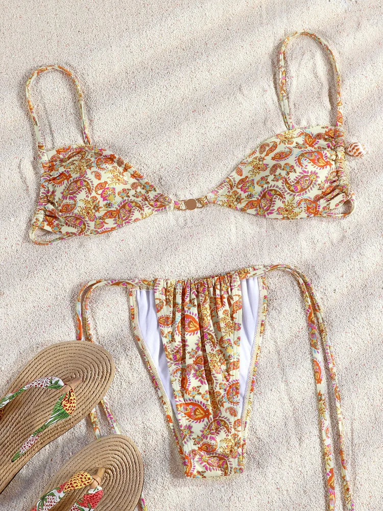ZRTAK Two Piece Suit Bikinis Women Swimsuit Push Up Bathing Suit Sexy Bikinis Sets Swimwear Print Beachwear Solid Biquinis