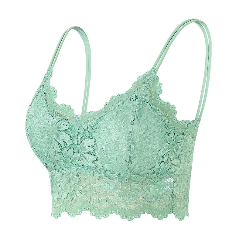 Women Sexy Lace Bras Top Comfortable Bralette Solid Color Underwear Female Hollow Out Wireless Breathable Lingerie Seamless Bra