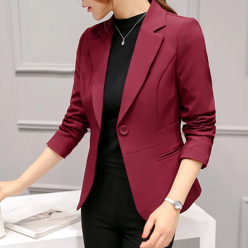 Women's Blazer Long Sleeve Blazers Pockets Jackets Coat Slim Office Lady Jacket Female Tops Suit Blazer Femme Jackets