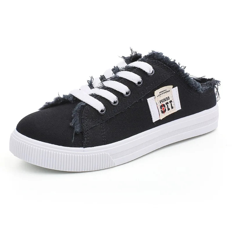 Spring Summer Women Canvas Sneaker Low Top Denim Sneakers Ladies Lace-Up Flat Canvas Board Shoes Female sapatos femininos