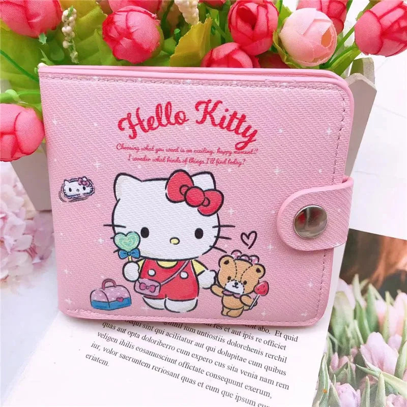 Sanrio Hello Kitty Cinnamoroll My Melody Kuromi New Pu Casual Money Bag Coin Purse Card package Wallet With Buttons 