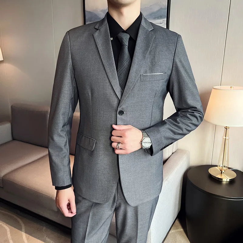 High Quality Business Casual Wedding (suit + Vest + Trousers) New Fashion Banquet Handsome Men's 3-piece Set S-6XL