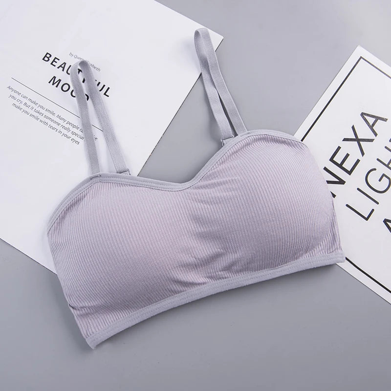 Women Rib Crop Tops Sexy Active Bras No Wire Push Up Bra Intimates Brassiere Underwear Female Solid Lingerie Wireless Bralette
