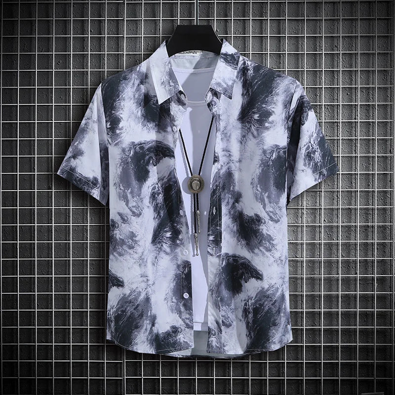 【14 colors】Men's Tropical Short Sleeve Printed Shirt Unisex Casual Tops