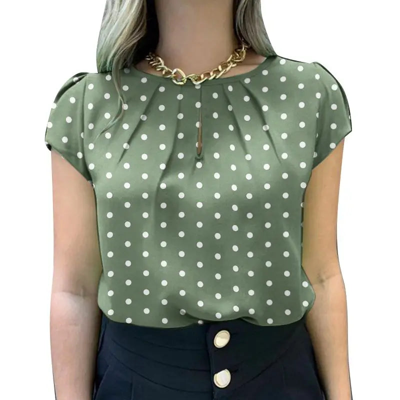 Summer Tunic Tops ZANZEA Women Short Sleeve Polka Dots Blouse Work Holiday Shirt Casual O Neck Blusas Female Chemise Mujer