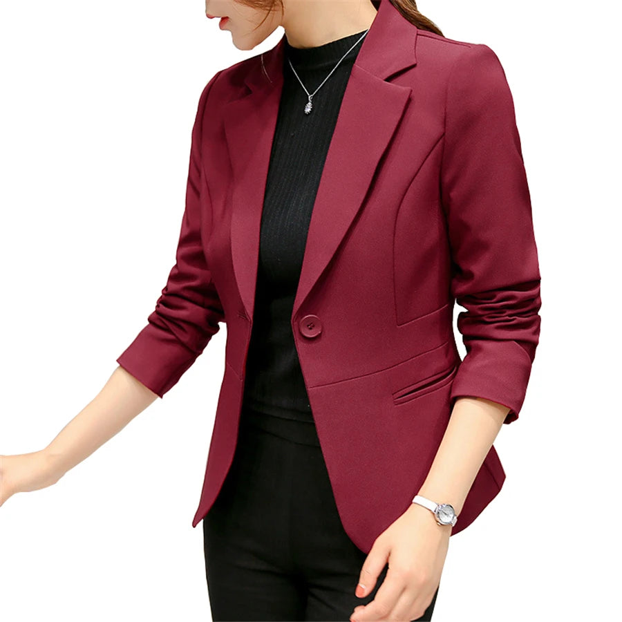 Women's Blazer Long Sleeve Blazers Pockets Jackets Coat Slim Office Lady Jacket Female Tops Suit Blazer Femme Jackets