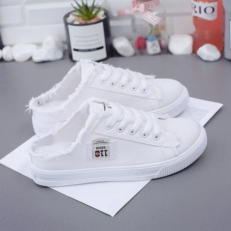 Spring Summer Women Canvas Sneaker Low Top Denim Sneakers Ladies Lace-Up Flat Canvas Board Shoes Female sapatos femininos