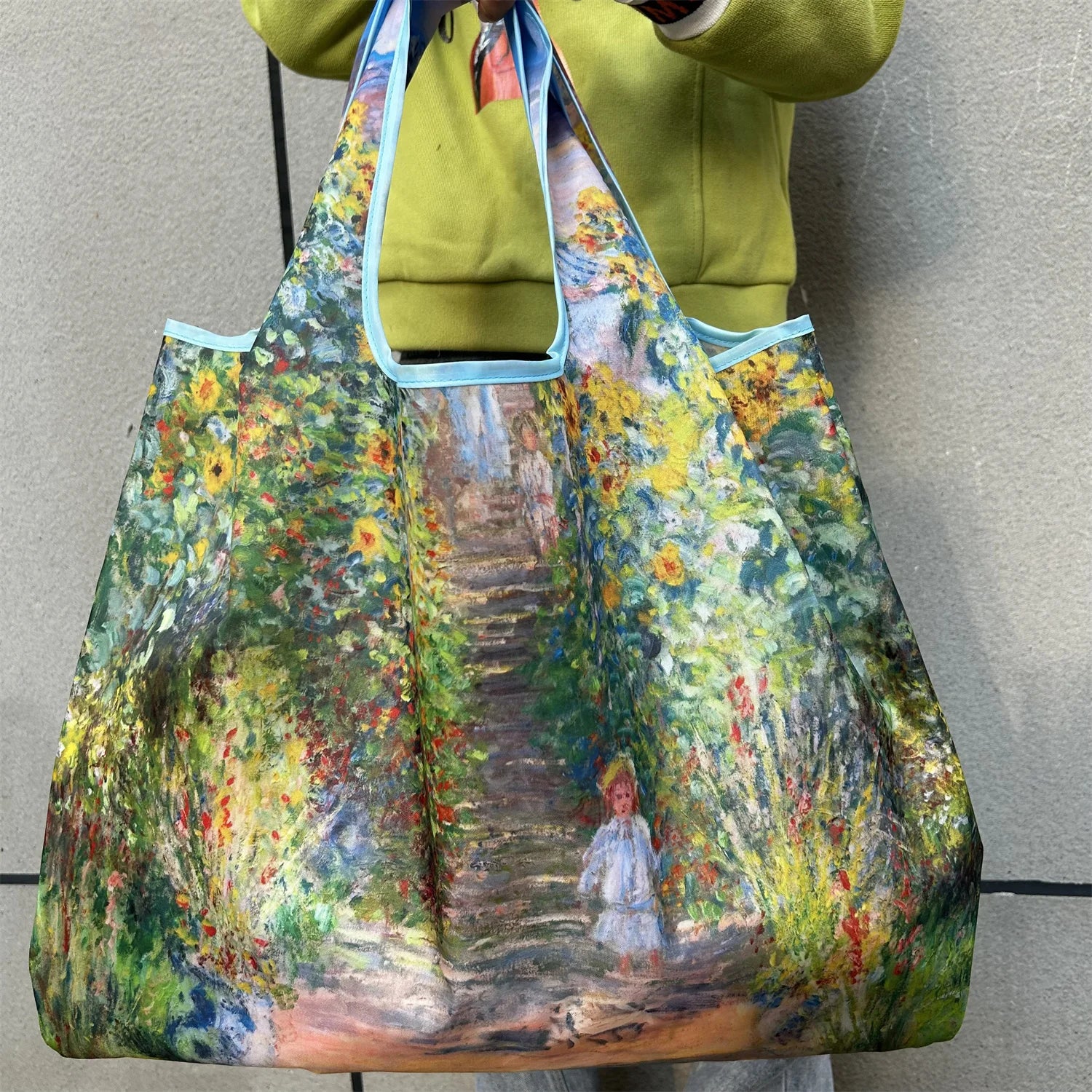 New Fashion Bag Large Foldable Shopping Bag Reusable Grocery Storage Bag Nylon Portable Shoulder Handbag for Travel Pocket Tote