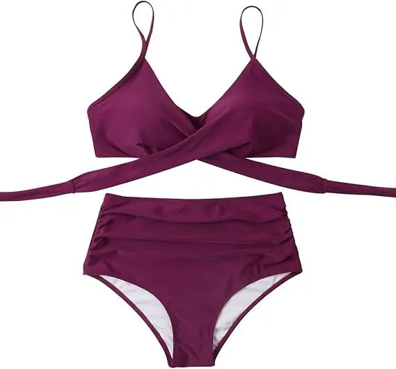 High Waist Sexy Bikini Set Biquini Swimwear Women Two Pieces Swimsuit Floral Beachwear V-Neck Bathing Suits Female