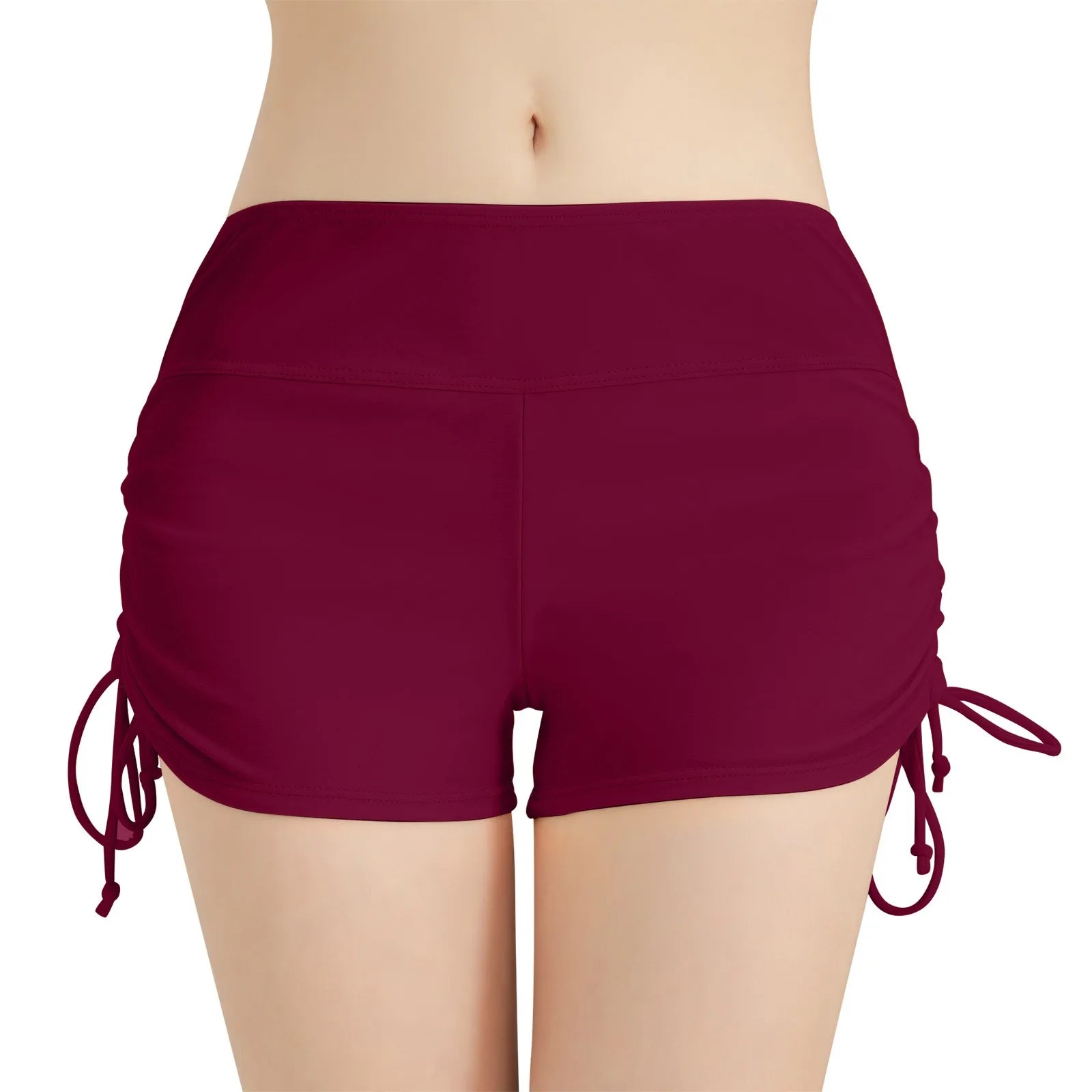 Women Swimsuit Panties Swimwear Beach Shorts High Waist Sides Adjustable Drawstring Stretch Sports Bathing Suit Tankini Bottoms