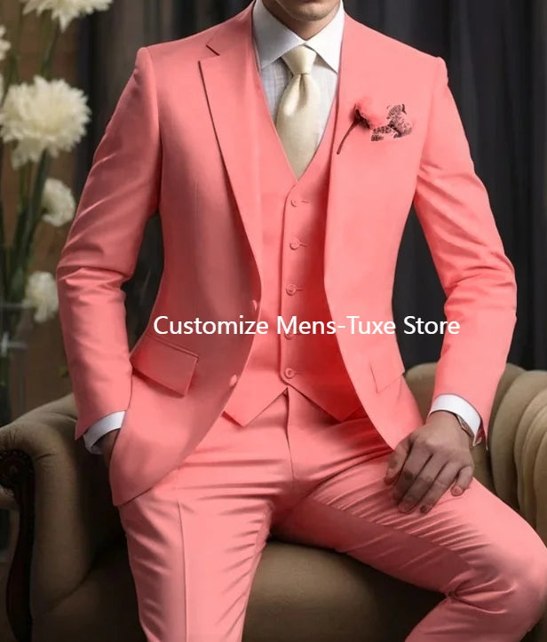 Elegant Wedding Men's Suits Blazer Slim Fit 3 Pcs Jacket Pants Vest Luxury Costume Homme Formal Party Male Clothing