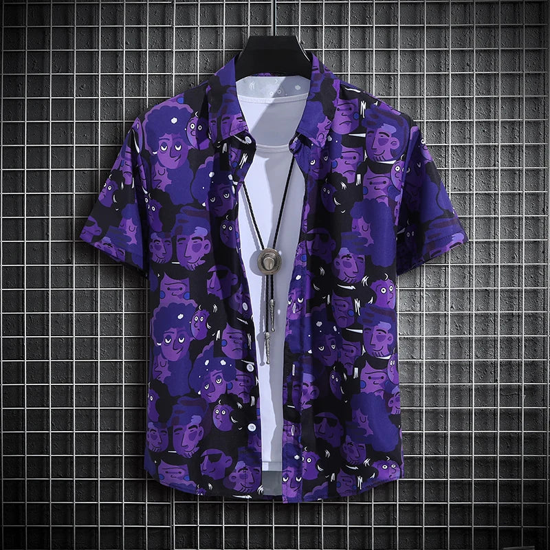 【14 colors】Men's Tropical Short Sleeve Printed Shirt Unisex Casual Tops