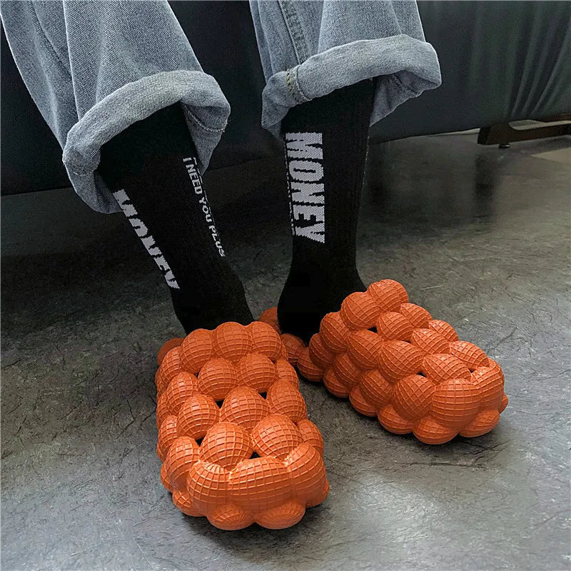 Women Man Soft Bubble Slippers Fashion New EVA Cool Home Beach Shoes Massage Sole Slippers Designer Indoor Peanut Slipper
