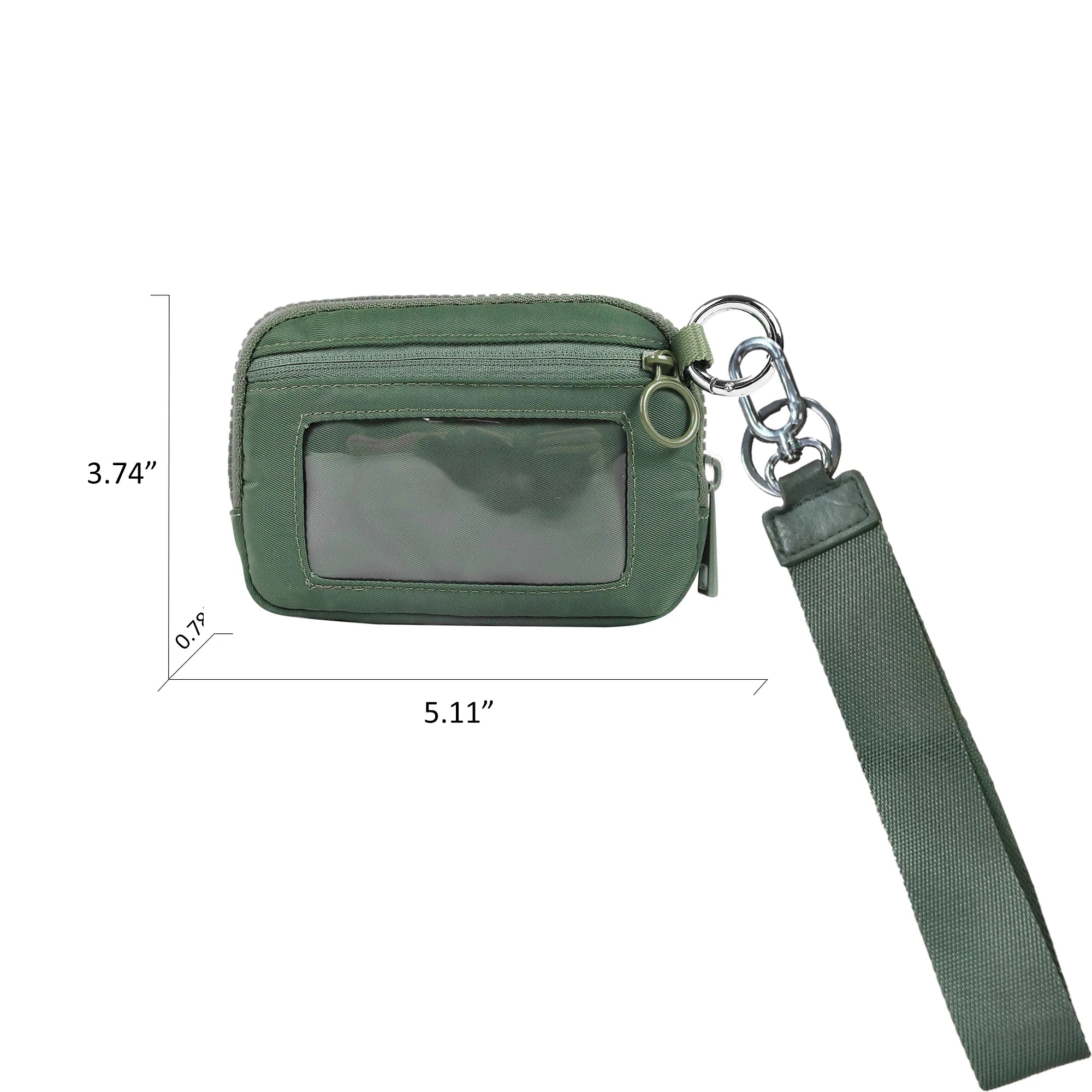 Women's Keychain Wallet The Iris Wallet Zip Waterproof Nylon Card Wallet Pouch Wristlet Zip Card Case with Clear ID Window