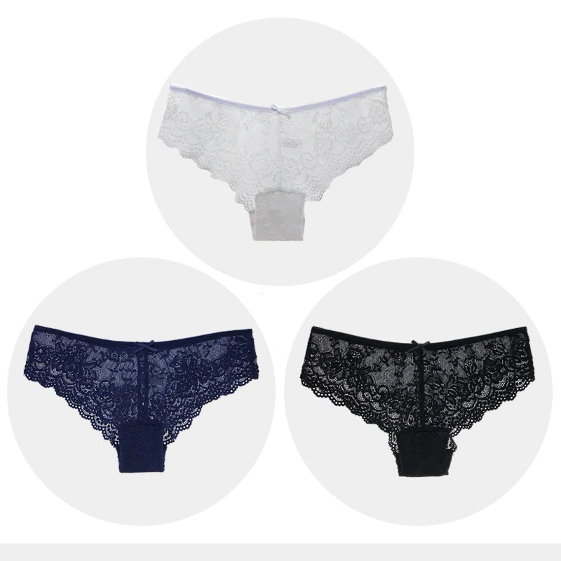 Women Briefs Sexy Full Lace Panties Hollow Out Low-waist Female Shorts Soft Solid Color Breathable Underwear Fast Ship 3pcs/lots