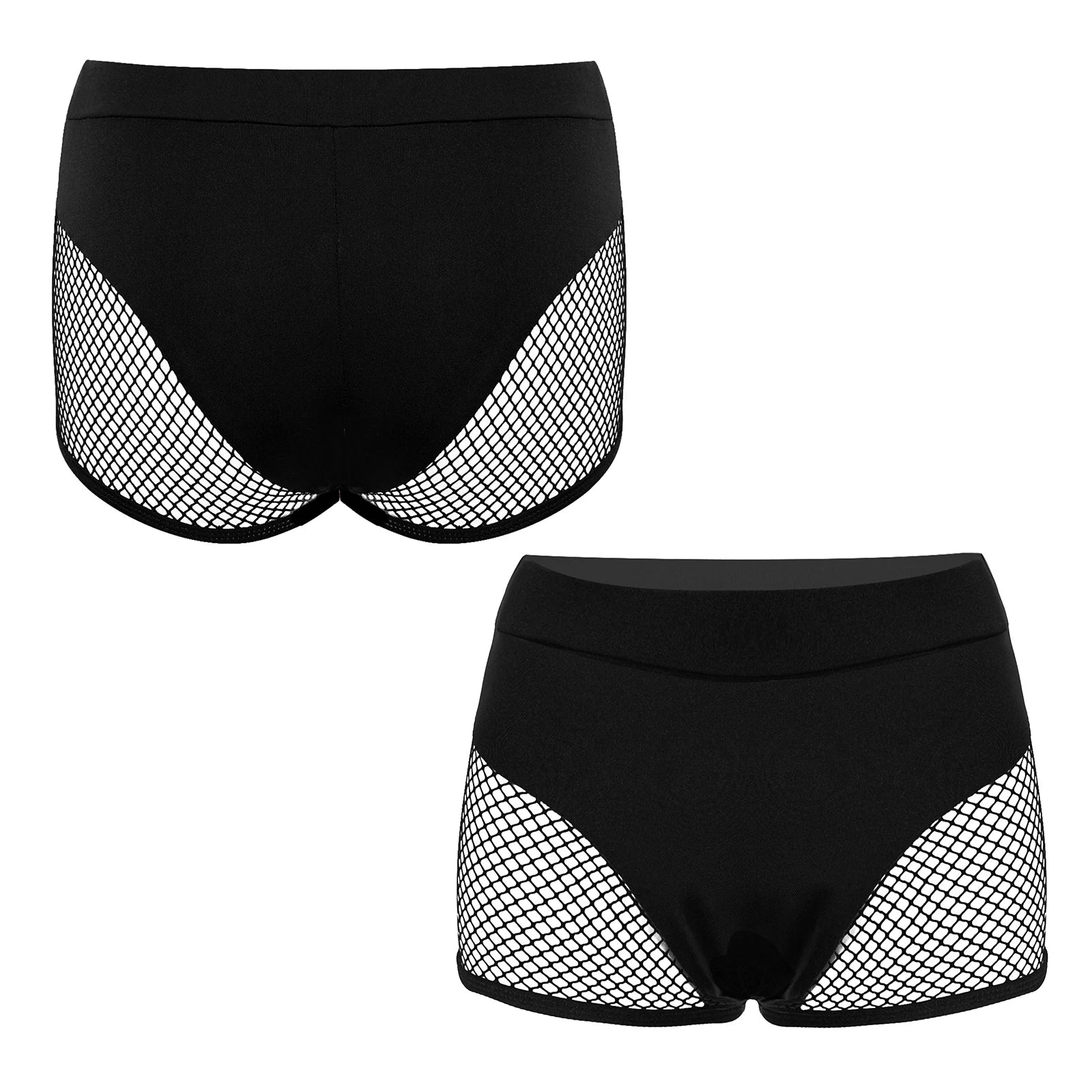 Womens Hollow Out Fishnet Booty Shorts Sexy Lingerie Mid Waist Stretchy Hot Pants for Sports Fitness Yoga Pole Dancing Swimming