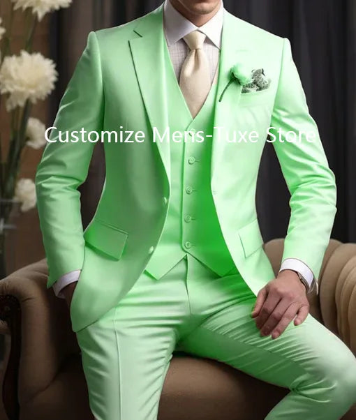 Elegant Wedding Men's Suits Blazer Slim Fit 3 Pcs Jacket Pants Vest Luxury Costume Homme Formal Party Male Clothing
