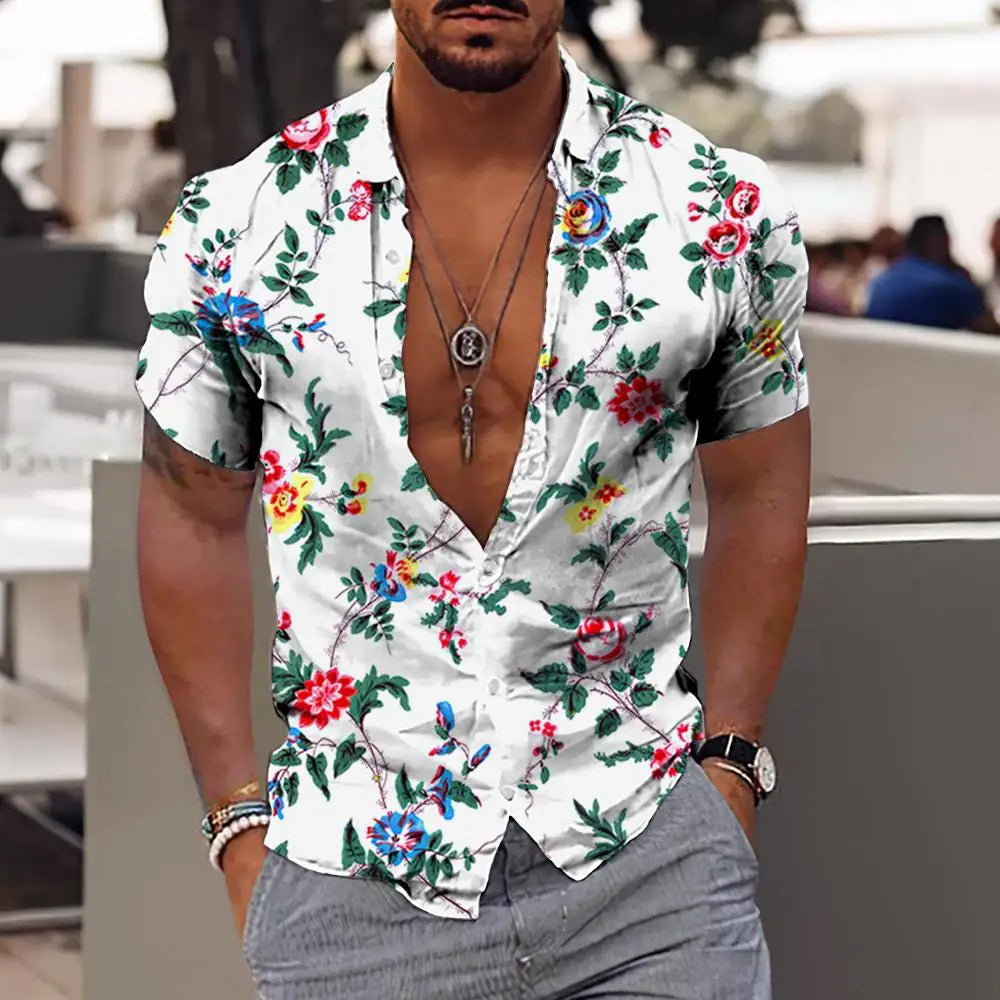 Coconut Tree Shirts For Men 3d Printed Men's Hawaiian Shirt Beach 5xl Short Sleeve Fashion Tops Tee Shirt Man Blouse Camisa