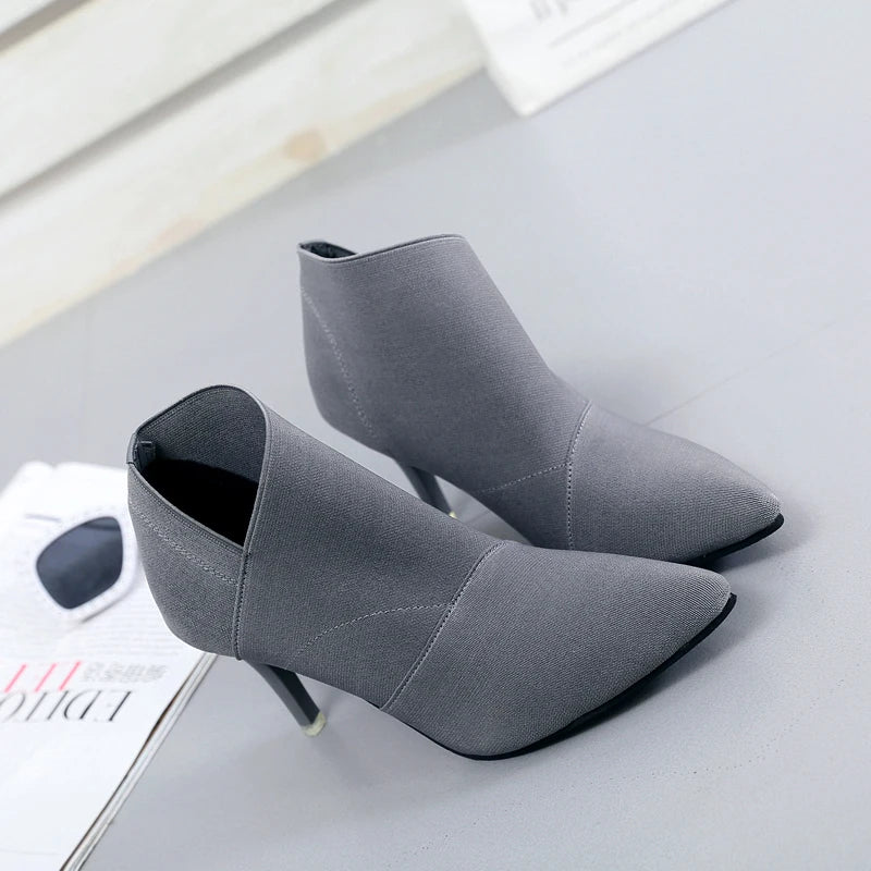2023 Spring and Autumn New Solid Tone Pointed Sleeve Wearing Thin Heel Versatile Single Boot Women Comfortable Women's Shoes